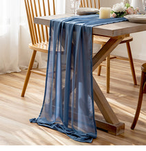 Load image into Gallery viewer, Chiffon table runner white wedding simple hotel table Party party decoration tablecloth Table Runner