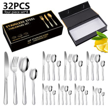 Load image into Gallery viewer, Stainless Steel Tableware Set 1010 Four Main Pieces Western Food/Steak Knife, Fork and Spoon Supply Gift Set