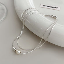 Load image into Gallery viewer, 925 Sterling Silver Natural Freshwater Pearl Necklace Ornament Women's Pendant Chain Clavicle Chain