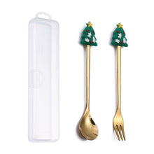 Load image into Gallery viewer, Q Christmas Dessert Spork Set Cute Doll Dessert Spoon Cartoon Tableware Fruit Fork Portable Coffee Spoon