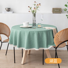 Load image into Gallery viewer, Round Linen Tablecloth TPU Waterproof and Oil-Proof Fabric Hotel Household round Table Dining Table Cloth Tablecloth