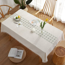 Load image into Gallery viewer, Tablecloth Rhombus Geometric Embroidery Imitation Cotton Linen Rectangular Dining Table
