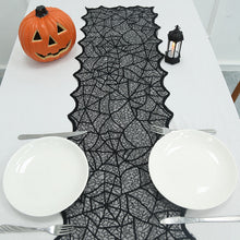 Load image into Gallery viewer, Halloween Tablecloth Lace Warp Knitting Spider Web Table Runner Christmas Party Tablecloth Props Decorative Cloth