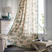 Load image into Gallery viewer, Cotton and Linen Curtain Printed Green Pine Fruit Bed & Breakfast Curtain Half Shade Kitchen Door Curtain