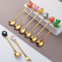 Load image into Gallery viewer, Fruit Fork Cute Children's Tableware Watermelon Spoon Doll Cake Dessert Fork Stainless Steel Coffee Spoon