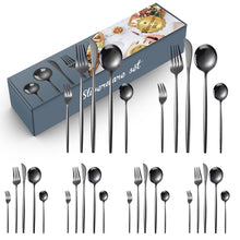 Load image into Gallery viewer, Stainless Steel Knife and Forks Four-Piece Spray Paint Portuguese Tableware 30 Pieces Golden Set Creative Western Food