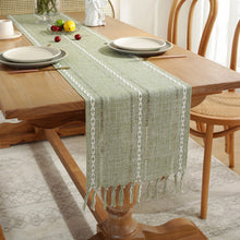 Load image into Gallery viewer, Hand-Woven Table Runner Hollow Tassel Table Flag American Style Country Style Meal Solid Color Tablecloth Table Towel