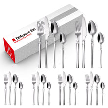 Load image into Gallery viewer, Stainless Steel Knife and Forks Four-Piece Spray Paint Small Waist Tableware 24 Pieces Golden Set Creative Western Food Steak Knife, Fork and Spoon