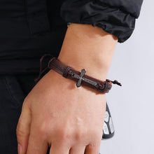 Load image into Gallery viewer, Fashion and Trendy Accessories Personality Handmade Braided Leather Bracelet Simple Pull Adjustable Vintage Leather Bracelet