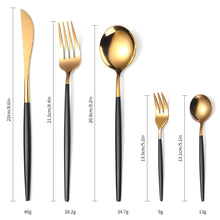 Load image into Gallery viewer, Portugal Gold Stainless Steel Tableware Five-Piece Set Tableware Set Knife, Fork and Spoon