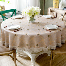 Load image into Gallery viewer, American Round Table Tablecloth 2 M Cotton Linen Dining Table Fabric Household round Decorative Tablecloth