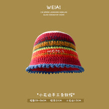 Load image into Gallery viewer, Winter colorful christmas hat vintage knitted wool hat warm plush bucket hat