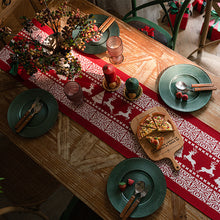 Load image into Gallery viewer, New Christmas Table Runner Holiday Dress up Coffee Table Tablecloth Red Jacquard Christmas Table Runner