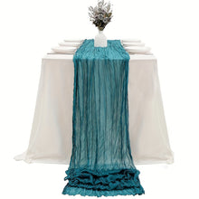 Load image into Gallery viewer, Voile Champray Table Runner Wedding Party Decoration Pleated Table Runner Tablecloth