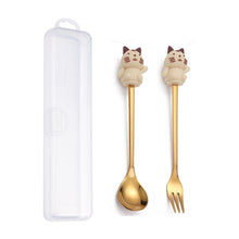 Load image into Gallery viewer, Q Christmas Dessert Spork Set Cute Doll Dessert Spoon Cartoon Tableware Fruit Fork Portable Coffee Spoon