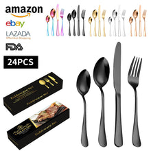 Load image into Gallery viewer, No Stainless Steel Tableware Knife, Fork and Spoon Suit Stainless Steel Knife, Fork and Spoon Gift Box 4-Piece Set 24-Piece Set