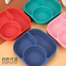 Load image into Gallery viewer, Baby Fork and Spoon Integrated Silica Gel Sucker Toddler Feeding Dinner Plate Children Tableware