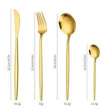 Load image into Gallery viewer, Stainless Steel Knife, Fork and Spoon 4-Piece Portuguese Stainless Steel Western Food Knife, Fork and Spoon 24-Piece Gift Box