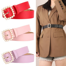 Load image into Gallery viewer, Women's Belt Square Button Point Pearl Sweet Elegant Dress Decorative Band