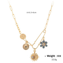 Load image into Gallery viewer, Women's Mystic Coin Diamond-Embedded Embossed Pendant Bib Necklace