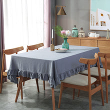 Load image into Gallery viewer, Round Vintage Lotus Edge Tablecloth Washed Pleated Cotton Color Matching Tablecloth Hotel Parents Square Decorative Cloth Cover Towel