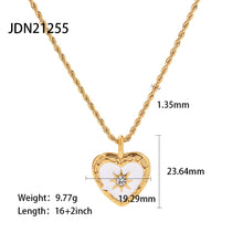 Load image into Gallery viewer, A Variety of French Retro Hemp Flowers Chain Titanium Steel Heart-Shaped Necklace Women's Heart-Shaped Zircon Pendant Necklace
