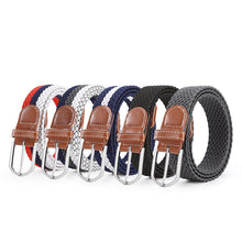 Load image into Gallery viewer, Hole Pin Buckle Belt Women's Canvas Elastic Waistband Casual Stretch Woven Leather Belt