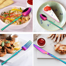 Load image into Gallery viewer, Stainless Steel Knife and Forks Four-Piece Spray Paint Small Waist Tableware 24 Pieces Golden Set Creative Western Food Steak Knife, Fork and Spoon