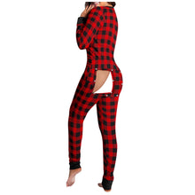 Load image into Gallery viewer, Onesies Print Jumpsuit Women Casual Long Sleeve Button-down Front Functional Buttoned Flap Adults Playsuit Pajamas