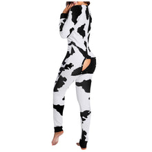 Load image into Gallery viewer, Onesies Print Jumpsuit Women Casual Long Sleeve Button-down Front Functional Buttoned Flap Adults Playsuit Pajamas