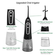Load image into Gallery viewer, Oral Irrigator 5 Modes Portable Rechargeable Dental Water Jet 6 Nozzles Waterproof 300ML Tank Water Flosser For Teeth Whitening 0ral irrigator