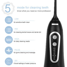 Load image into Gallery viewer, Oral Irrigator 5 Modes Portable Rechargeable Dental Water Jet 6 Nozzles Waterproof 300ML Tank Water Flosser For Teeth Whitening 0ral irrigator