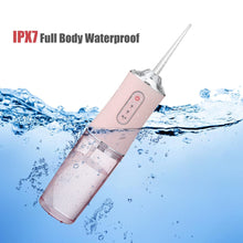 Load image into Gallery viewer, Oral Irrigator Portable Dental Water Flosser USB Rechargeable Water Jet Floss Tooth Pick 4 Jet Tip 220ml 3 Modes IPX7 1400rpm 0ral irrigator
