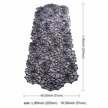 Load image into Gallery viewer, Ourwarm 1pc 20X80inch Halloween Spider Web Table Runners Black Lace Tablecloth Halloween Table Decoration Event Party Supplies