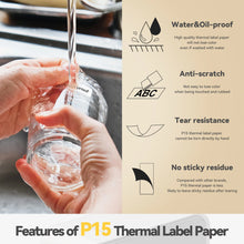Load image into Gallery viewer, P15 White Label Tape Transparent P15 P12 Adhesive Label Paper Sticker for P15 P12 Marklife P15 P11 L12 Phomemo D30 Label Printer