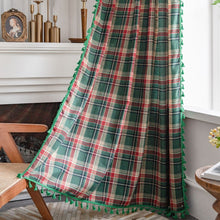 Load image into Gallery viewer, Curtain Half Blackout Cotton Linen Yarn Dyed Black White Plaid Tassel American Curtain for Bedroom Bay Window Curtain Finished