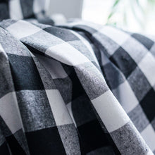 Load image into Gallery viewer, Curtain Half Blackout Cotton Linen Yarn Dyed Black White Plaid Tassel American Curtain for Bedroom Bay Window Curtain Finished
