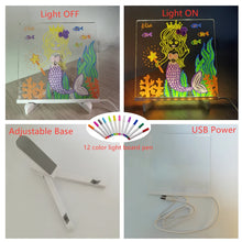 Load image into Gallery viewer, Personalized LED Lamp Acrylic Message Note Board Erasable USB Children‘s Drawing Board Bedroom Night Light Birthday Kids Gift