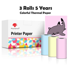 Load image into Gallery viewer, Phomemo 3 Rolls Self-adhesive Transparent Sticker Thermal Paper for T02 M02X Label Sticky DIY Photo Texts Study Notes Printing