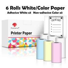 Load image into Gallery viewer, Phomemo 3 Rolls Self-adhesive Transparent Sticker Thermal Paper for T02 M02X Label Sticky DIY Photo Texts Study Notes Printing