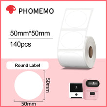 Load image into Gallery viewer, Phomemo M110 M200 M220 Label Paper Round F-type Jewelry Thermal Paper Sticker Multi-Purpose Label Tape Self-Adhesive Paper