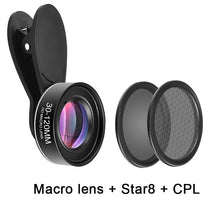 Load image into Gallery viewer, Phone Camera Lens 30-120mm Macro Lens Long Distance 4K HD Mobile Phones Accessories Lens+CPL+Star Filter for iPhone X Smartphone