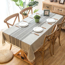 Load image into Gallery viewer, Plaid Decorative Linen Tablecloth With Tassel Waterproof Oilproof Thick Rectangular Wedding Dining Table Cover Tea Table Cloth