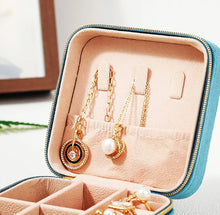 Load image into Gallery viewer, Plush Velvet Jewelry Box For Women Necklace Ring Earrings Organizer Holder Travel Portable Zipper Square Jewelry Storage Case