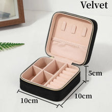 Load image into Gallery viewer, Plush Velvet Jewelry Box For Women Necklace Ring Earrings Organizer Holder Travel Portable Zipper Square Jewelry Storage Case