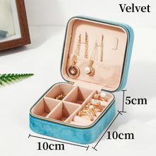 Load image into Gallery viewer, Plush Velvet Jewelry Box For Women Necklace Ring Earrings Organizer Holder Travel Portable Zipper Square Jewelry Storage Case