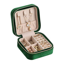 Load image into Gallery viewer, Plush Velvet Jewelry Box For Women Necklace Ring Earrings Organizer Holder Travel Portable Zipper Square Jewelry Storage Case