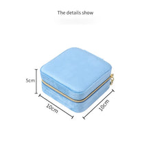 Load image into Gallery viewer, Plush Velvet Jewelry Box For Women Necklace Ring Earrings Organizer Holder Travel Portable Zipper Square Jewelry Storage Case