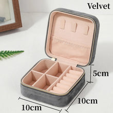 Load image into Gallery viewer, Plush Velvet Jewelry Box For Women Necklace Ring Earrings Organizer Holder Travel Portable Zipper Square Jewelry Storage Case