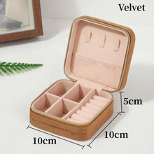Load image into Gallery viewer, Plush Velvet Jewelry Box For Women Necklace Ring Earrings Organizer Holder Travel Portable Zipper Square Jewelry Storage Case